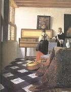 Jan Vermeer A Lady at the Virginals with a Gentleman (mk25) oil painting artist